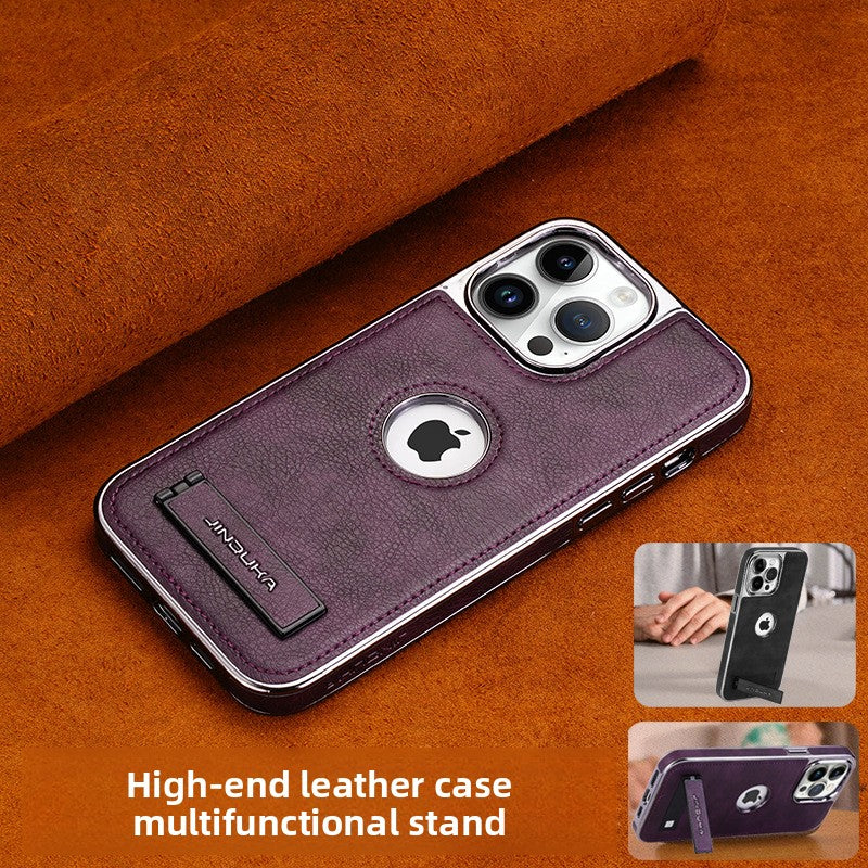Genuine Leather iPhone Case with Stand – iPhone 11 to 16 Pro Max