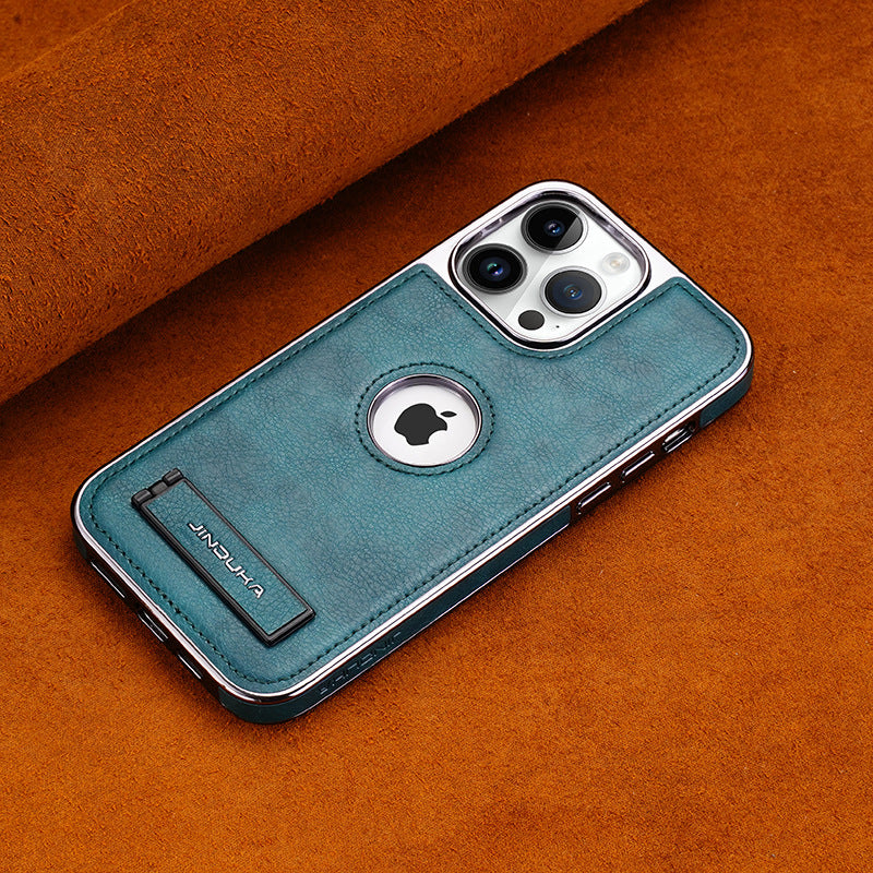 Genuine Leather iPhone Case with Stand – iPhone 11 to 16 Pro Max