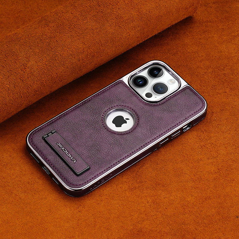Genuine Leather iPhone Case with Stand – iPhone 11 to 16 Pro Max