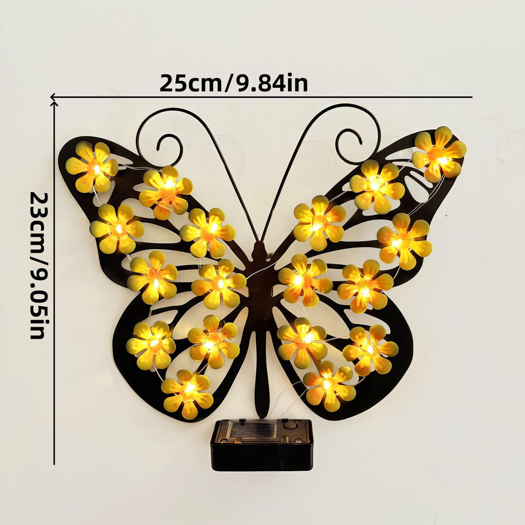 Solar Butterfly LED Garden Wall Light — Waterproof Outdoor Decor Lamp