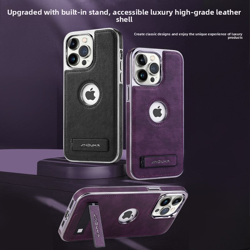 Genuine Leather iPhone Case with Stand – iPhone 11 to 16 Pro Max