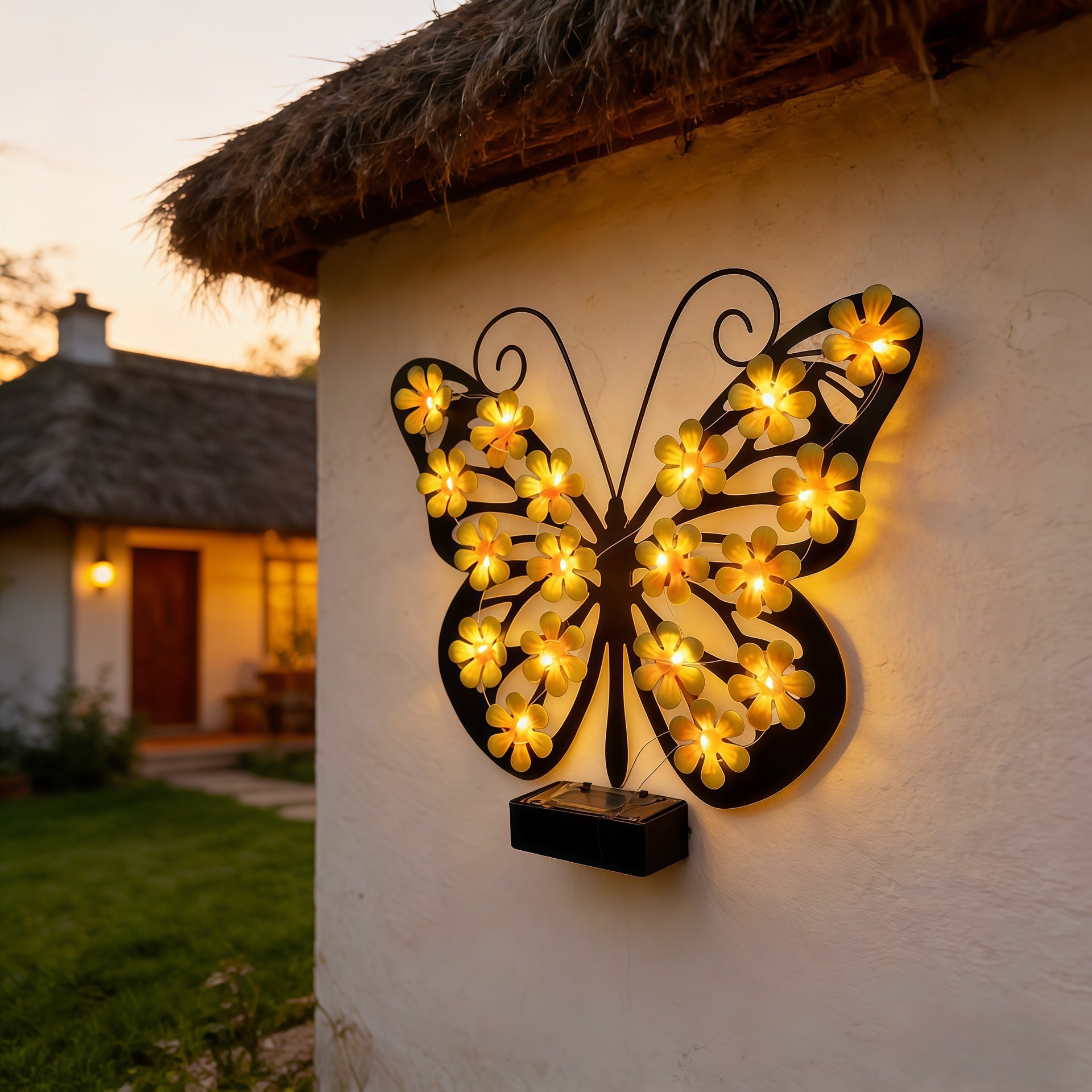 Solar Butterfly LED Garden Wall Light — Waterproof Outdoor Decor Lamp