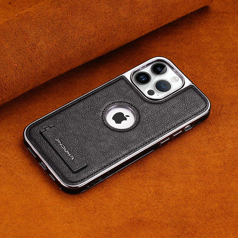 Genuine Leather iPhone Case with Stand – iPhone 11 to 16 Pro Max