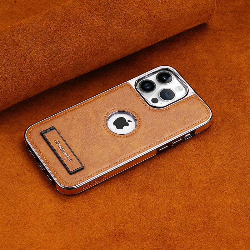 Genuine Leather iPhone Case with Stand – iPhone 11 to 16 Pro Max
