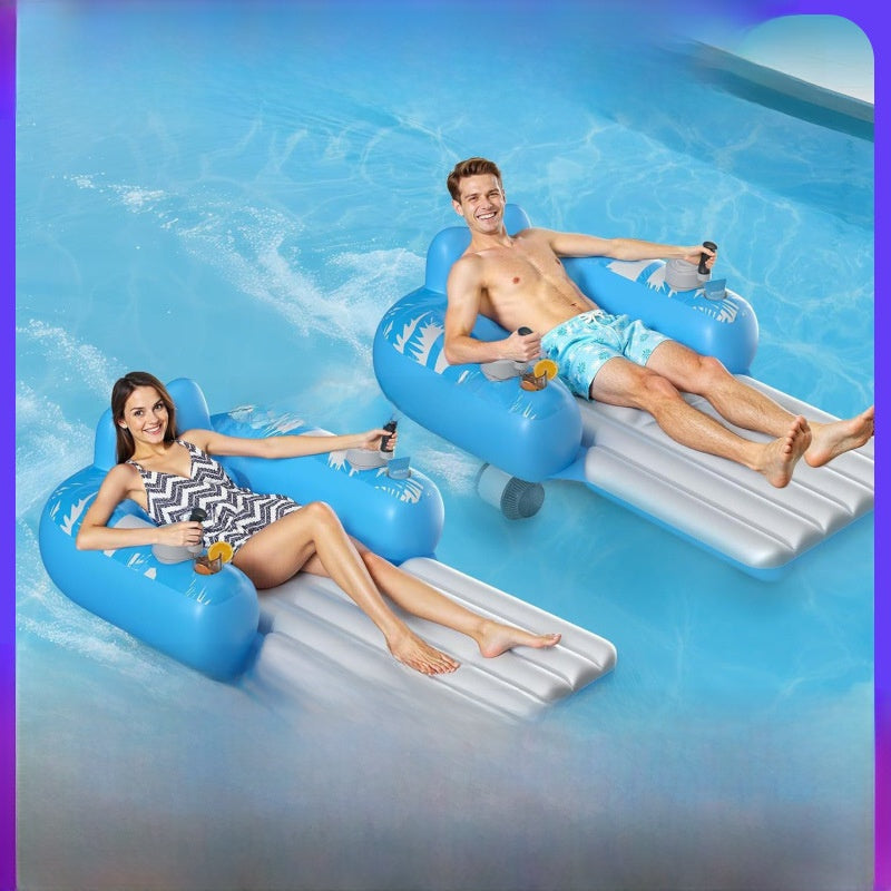 Rechargeable Inflatable Pool Float with Dual Motors & Storage